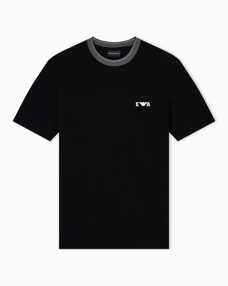 Emporio Armani ASV T-Shirt aus Pikee mit EA-Stickerei in Relief-Optik Schwarz