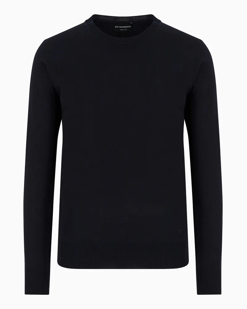 Emporio Armani Pullover aus reiner Schurwolle Marineblau