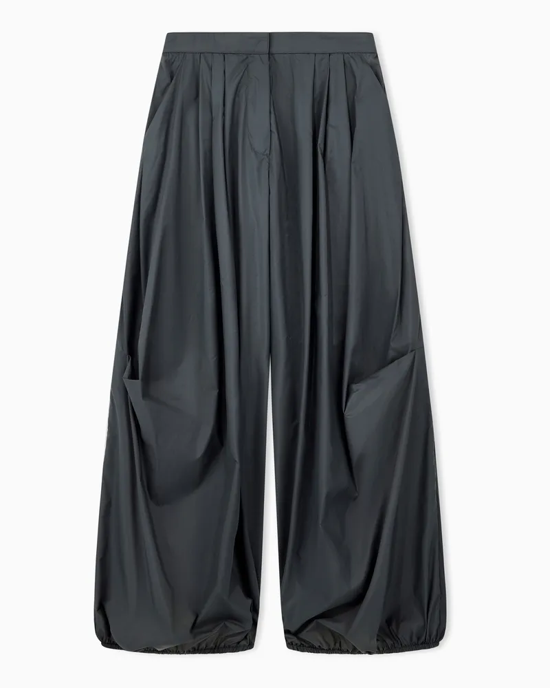 Emporio Armani Hose aus leichtem Nylon mit weitem Bein Grau