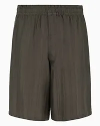 Emporio Armani Bermudashorts mit Elastischem Bund aus Lyocell mit Allover-asv-muster Military-grün