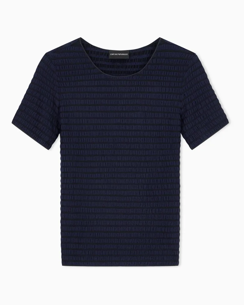 Emporio Armani Jumper Slim Fit aus gestreiftem Viskosejersey Schwarz