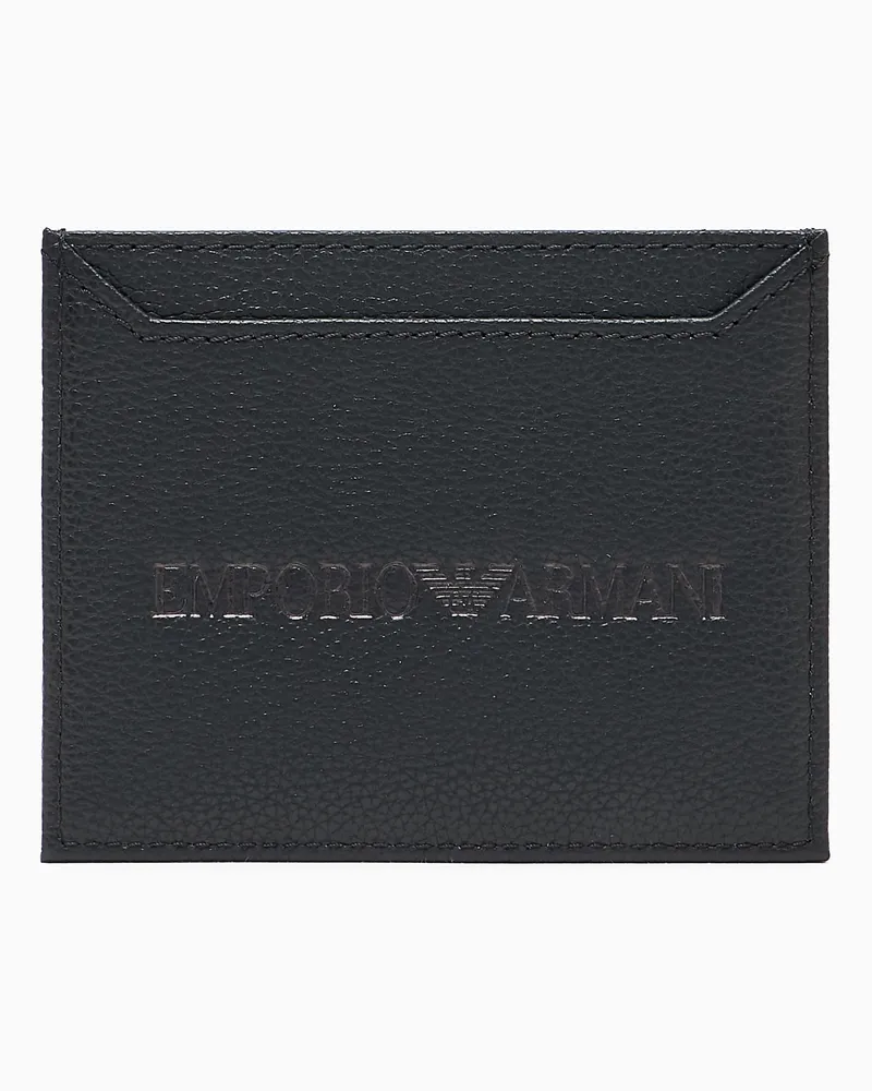 Emporio Armani Kartenetui aus getrommeltem Leder Schwarz