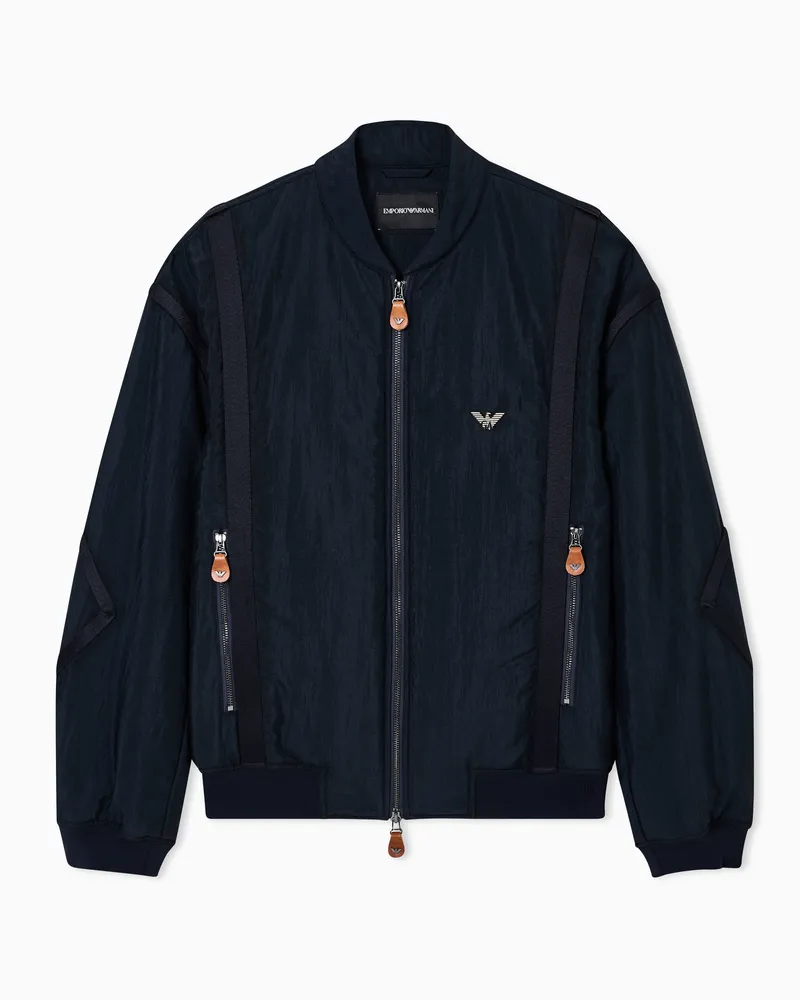 Emporio Armani Nylon bomber jacket with trimming tape Marineblau