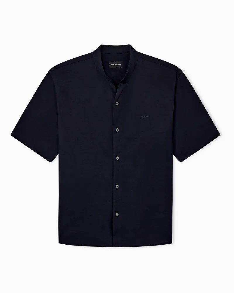 Emporio Armani Shirt in Regular Fit aus Baumwolljersey Marineblau