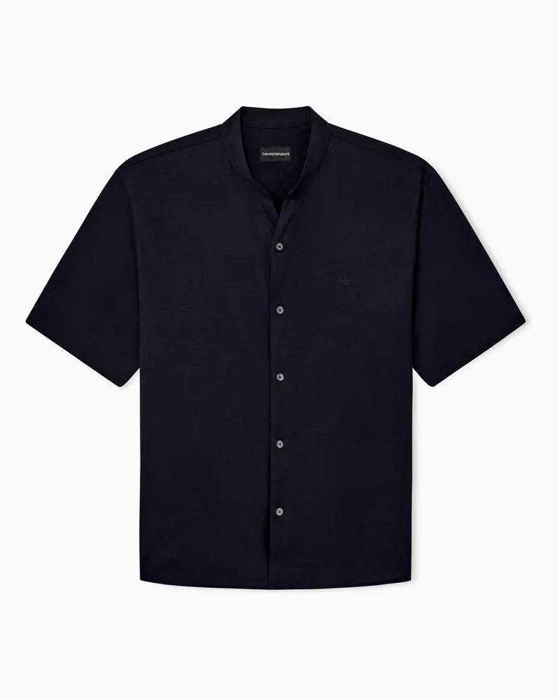Emporio Armani Shirt in Regular Fit aus Baumwolljersey Marineblau