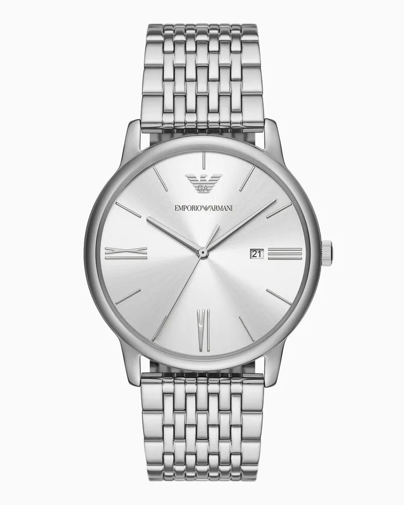 Emporio Armani Uhr mit drei Zeigern, Datumsanzeige und Edelstahlarmband Mehrfarbig