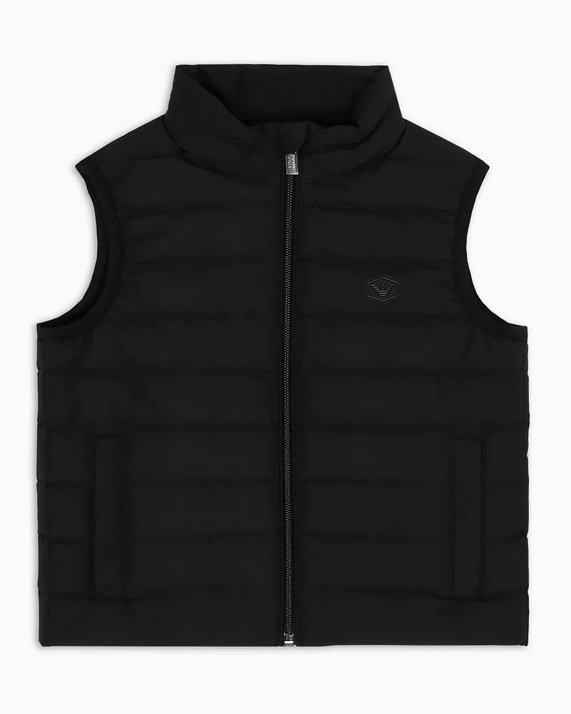 Emporio Armani ASV Gesteppte, ärmellose Daunenjacke aus Nylon mit recycelten Daunen Schwarz