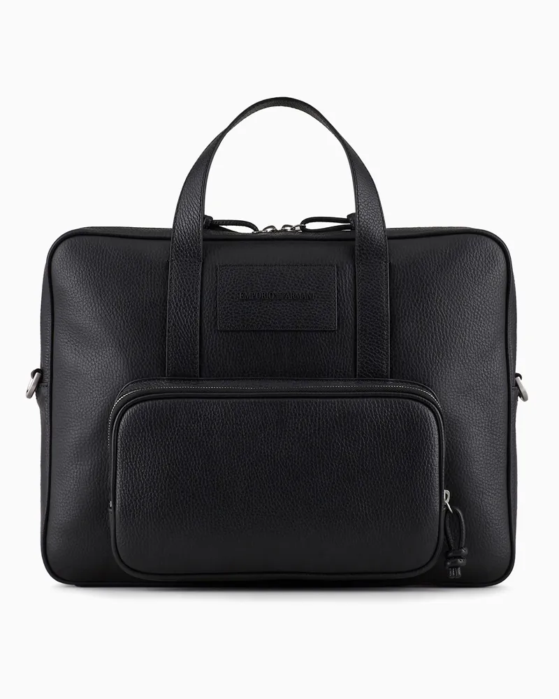 Emporio Armani Businesstasche aus getrommeltem Leder Schwarz