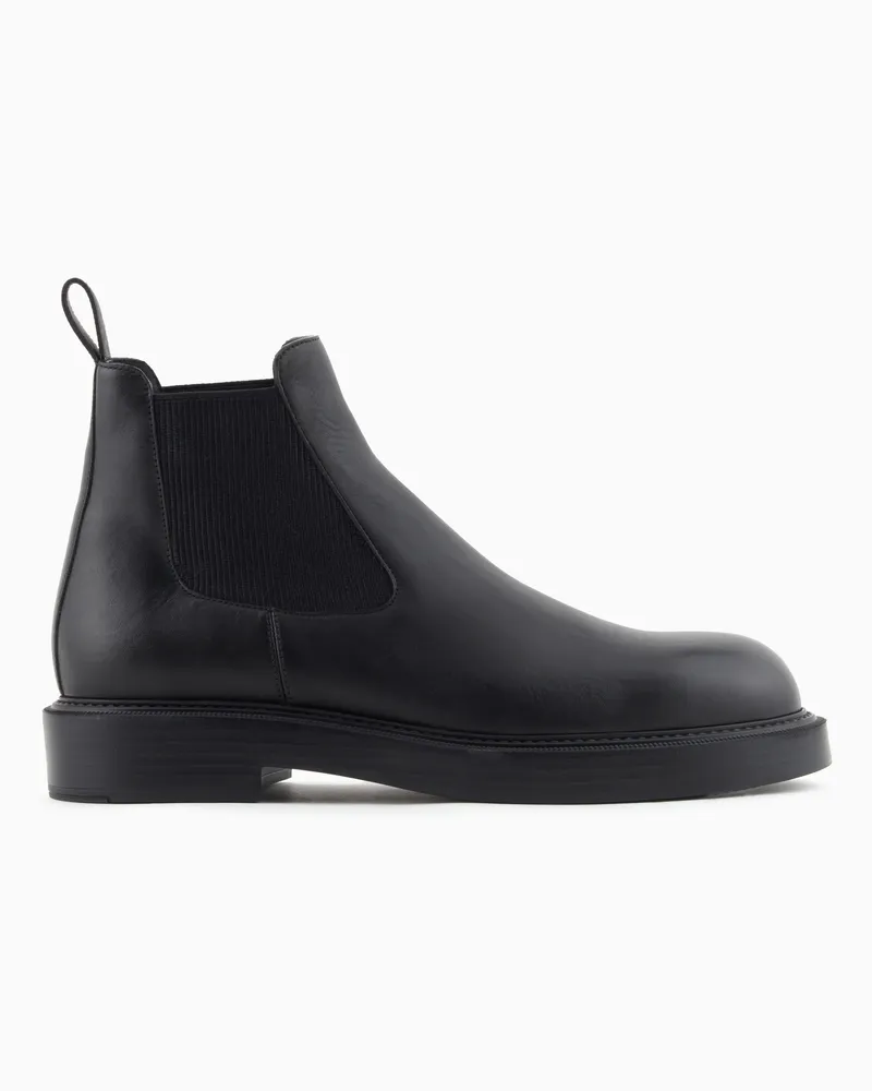 Emporio Armani Beatles-Boots aus changierendem Leder Schwarz