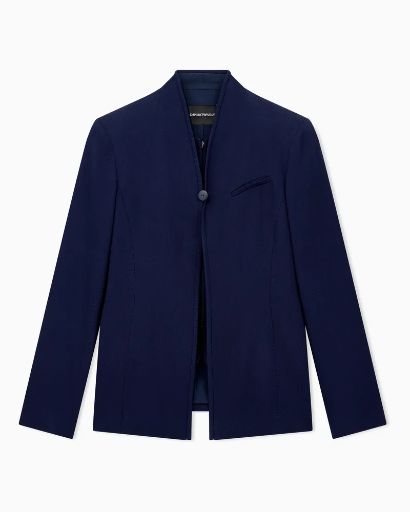 Emporio Armani Blazer Regularschnitt aus Crepe-Gabardine mit Stehkragen Blau