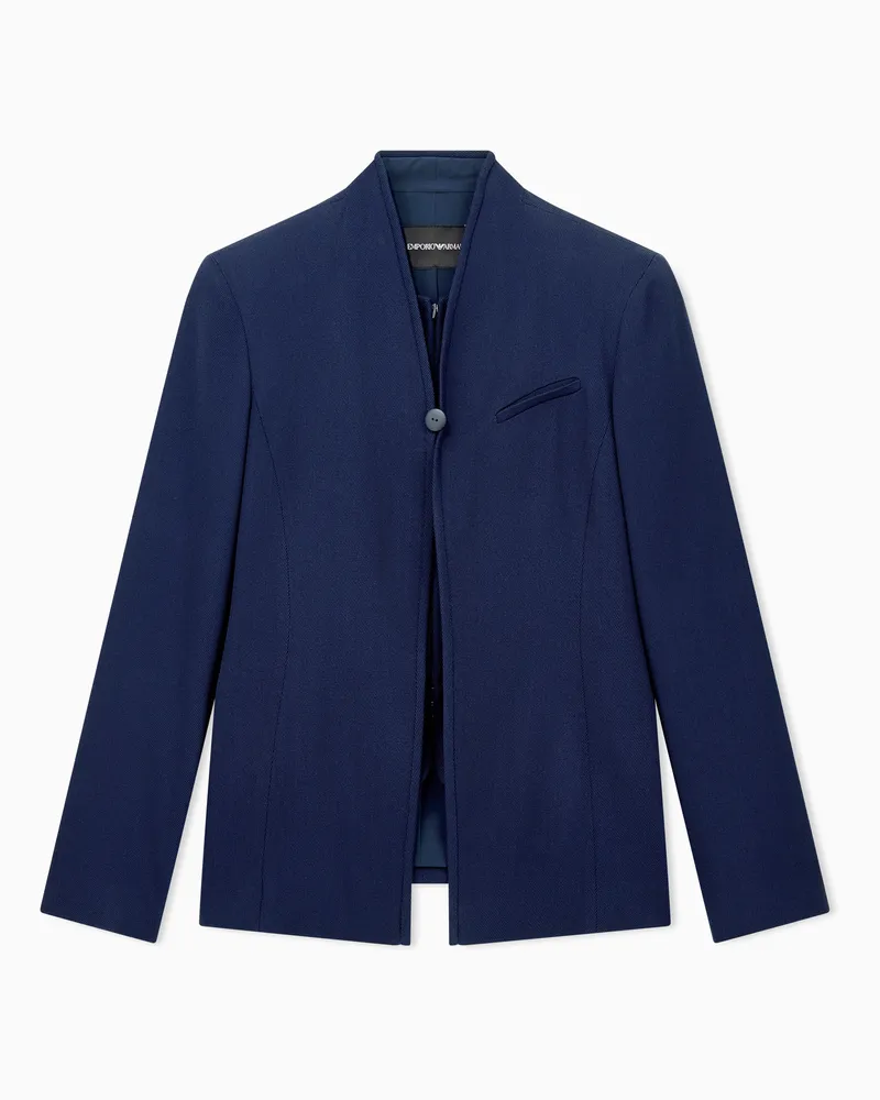 Emporio Armani Blazer Regularschnitt aus Crepe-Gabardine mit Stehkragen Blau