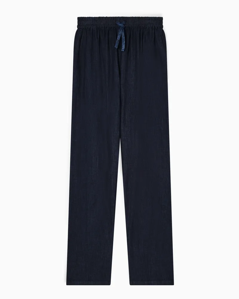 Emporio Armani Drawstring trousers in lightweight denim Blau