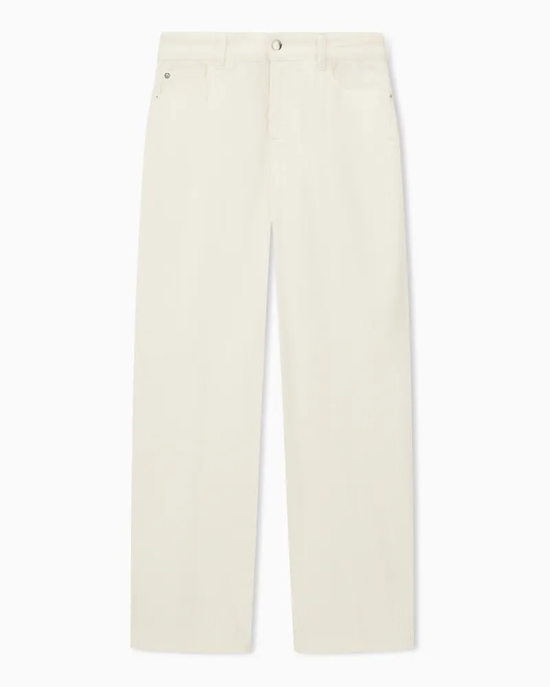 Emporio Armani Regular Fit 5-Pocket-Hose aus stückgefärbtem Cord Weiß