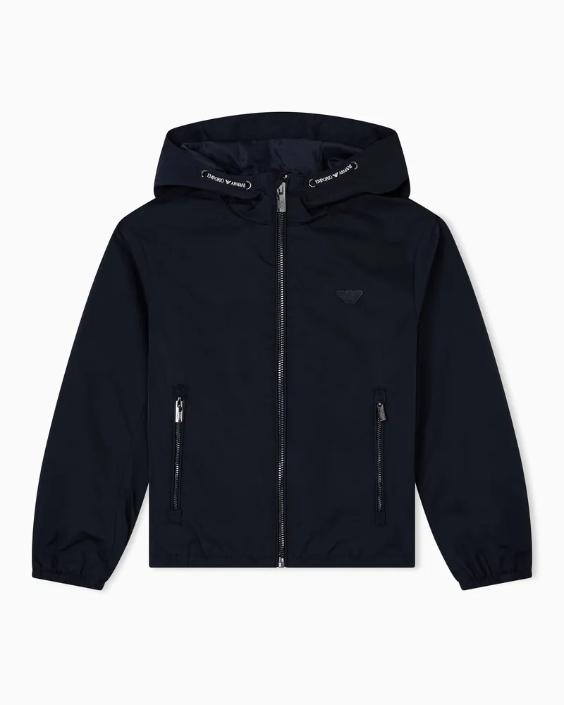 Emporio Armani Blouson aus Nylon mit Kapuze Marineblau