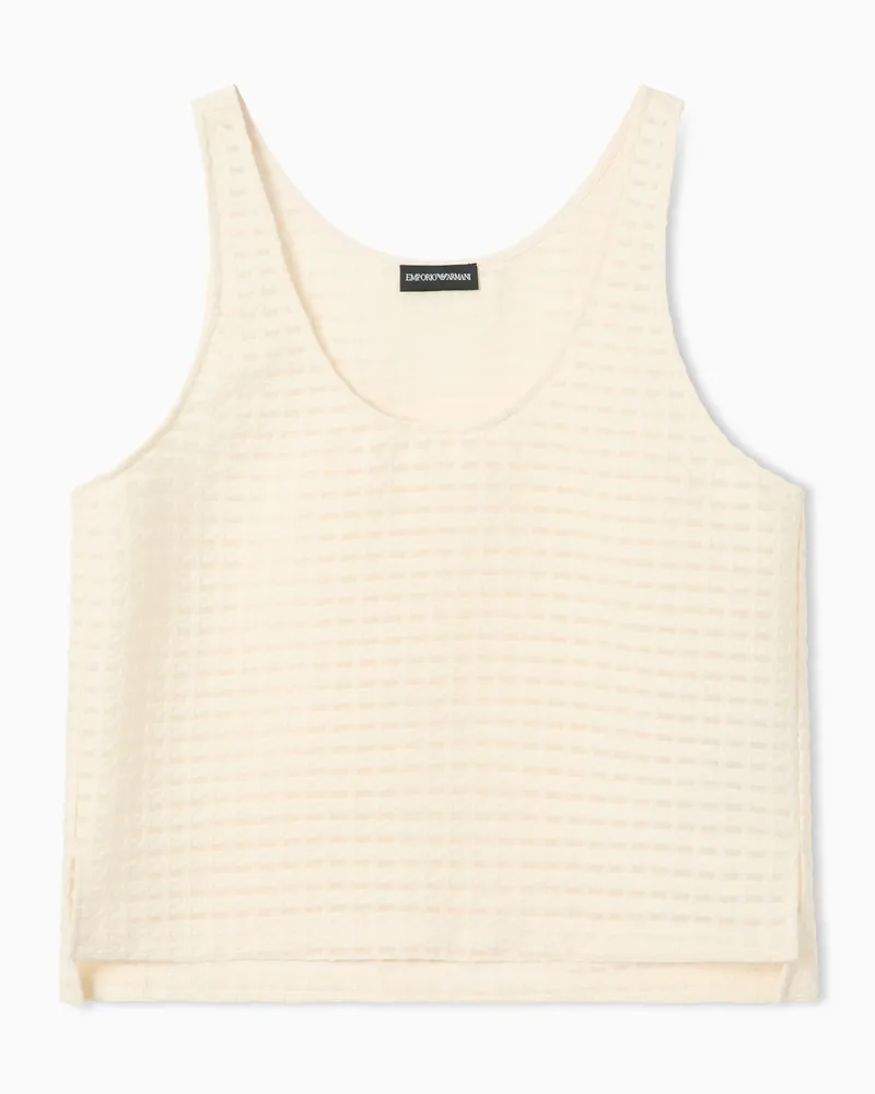 Emporio Armani 3d padded vichy jacquard top Weiß