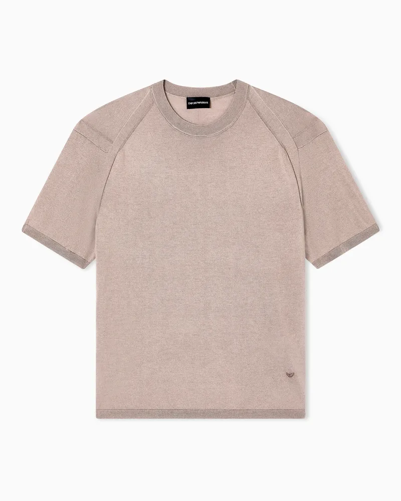 Emporio Armani ASV Pullover aus einer Woll–Lyocell-Mischung in Glattstrick Beige