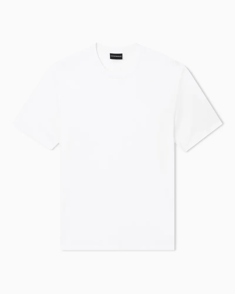 Emporio Armani Jersey T-shirt with tonal logo inlay Weiß