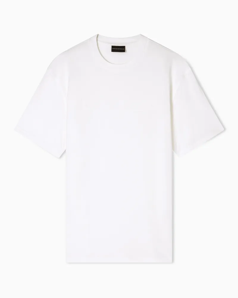 Emporio Armani T-Shirt aus Jersey mit farblich abgestimmter Logo-Intarsie Weiß