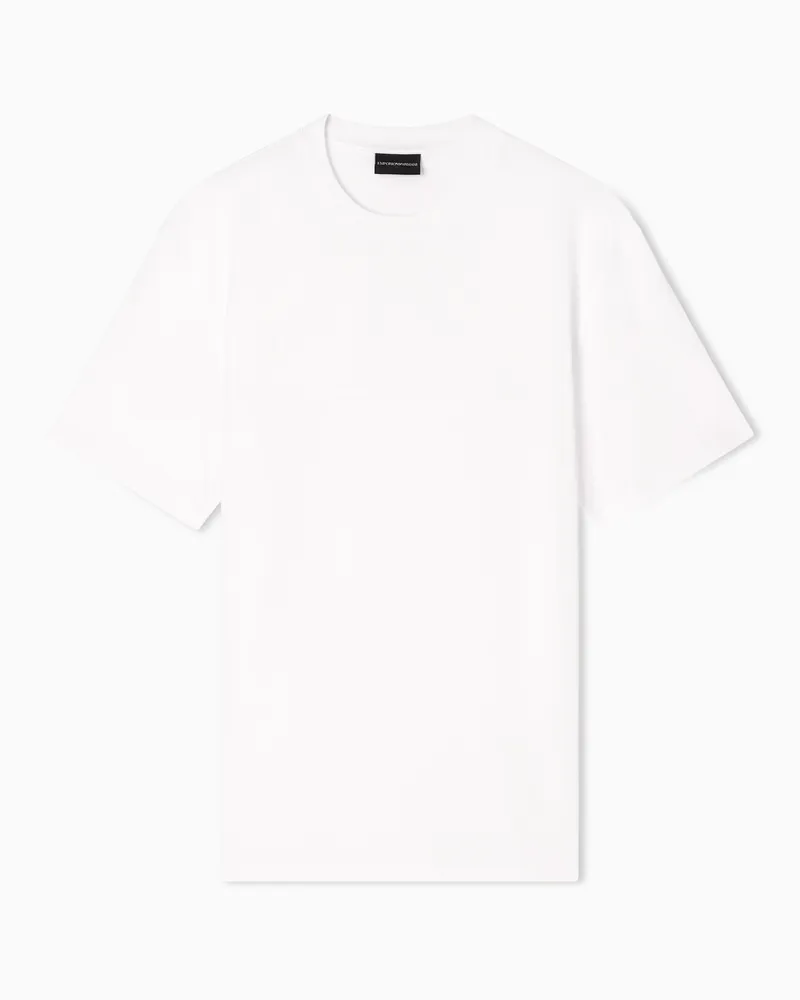 Emporio Armani T-Shirt aus Jersey mit farblich abgestimmter Logo-Intarsie Weiß