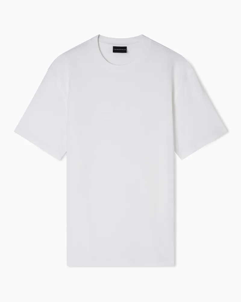 Emporio Armani Jersey T-shirt with tonal logo inlay Weiß