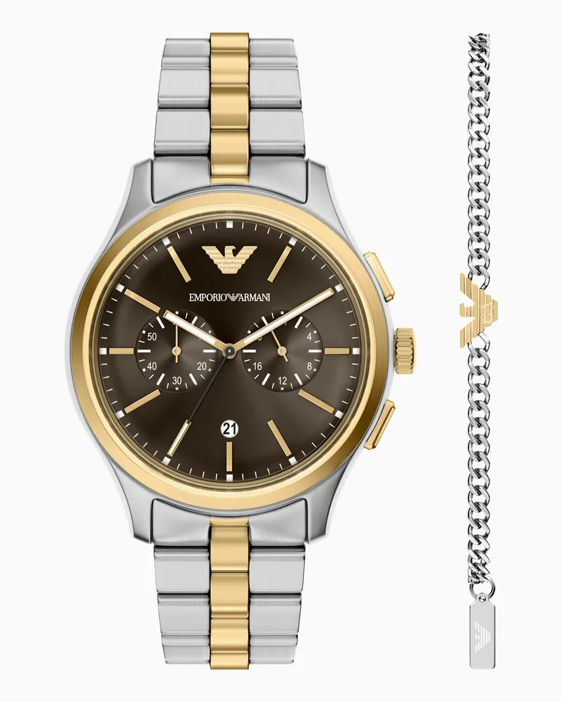Emporio Armani Quarz-Chronograph-Uhr mit Armband im Set Mehrfarbig