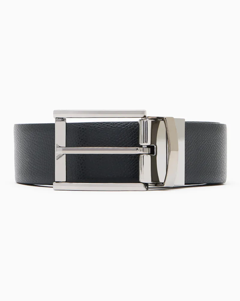 Emporio Armani Wendegürtel aus Leder mit einer strukturierten Seite Schwarz