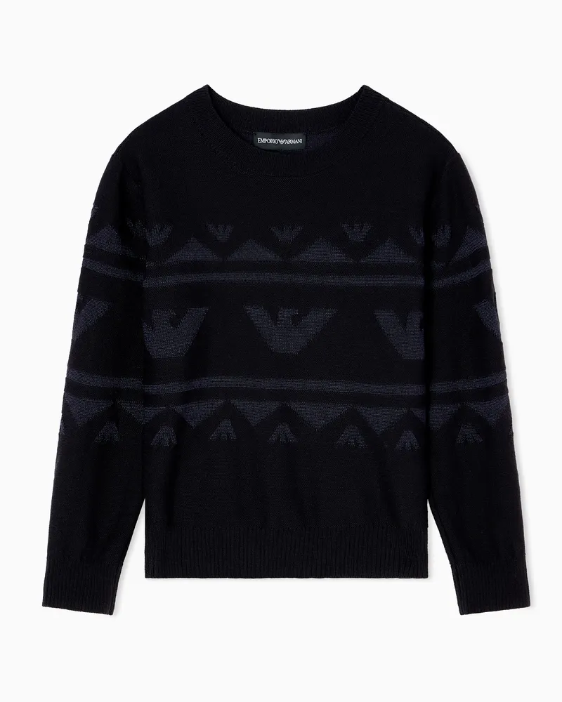 Emporio Armani ASV Pullover aus Schurwoll-Mischung und Viskose Marineblau