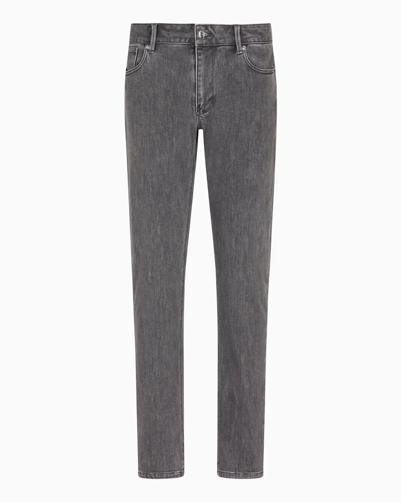 Emporio Armani J06 Slim Fit Jeans aus elastischem Stonewash-Denim Grau