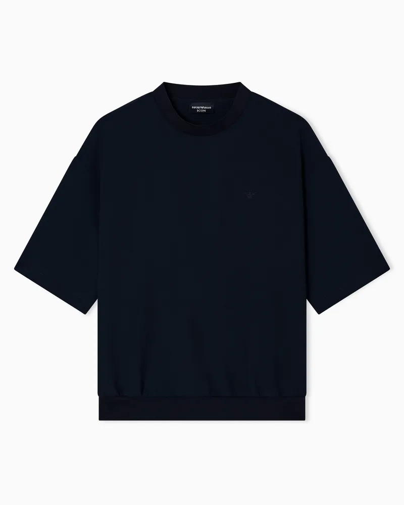 Emporio Armani T-Shirt aus Crêpe-Jersey mit 3D-Pikee-Effekt Blau