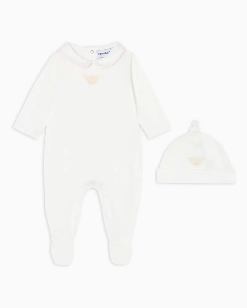 Emporio Armani Set aus Mütze und Jumpsuit, gefertigt aus merzerisiertem Jersey Pink