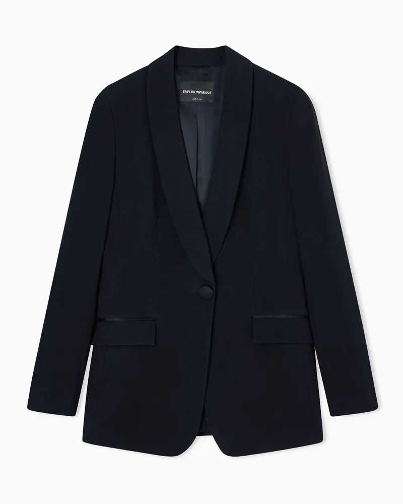 Emporio Armani Einreihiger Blazer aus Enver-Satin Schwarz