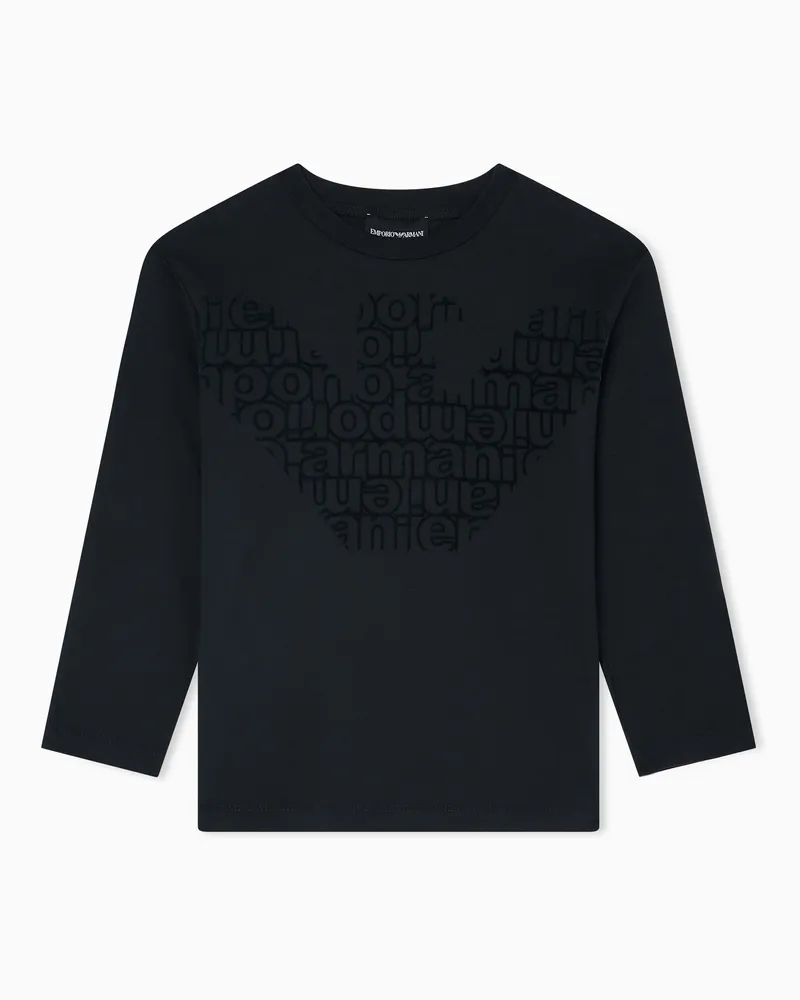 Emporio Armani ASV Oversize-Langarm-T-Shirt aus Jersey mit großem Adler-Logo Marineblau