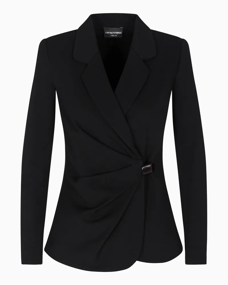 Emporio Armani Blazer mit Raffung, gefertigt aus elastischem Punto-Milano-Stoff Schwarz