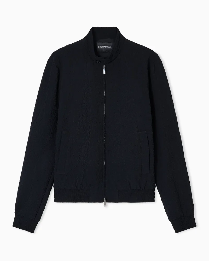 Emporio Armani Blouson aus technischem Seersucker-Gewebe Schwarz