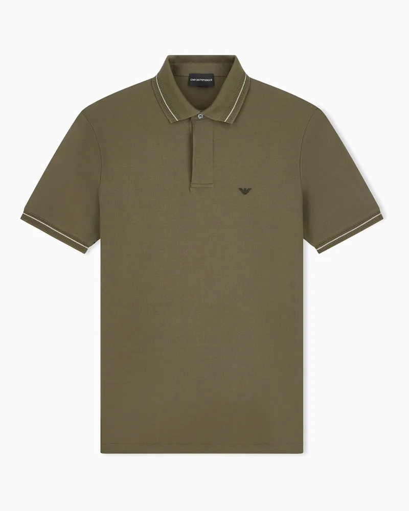 Emporio Armani Regular Fit Poloshirt aus Baumwollpikee Grün