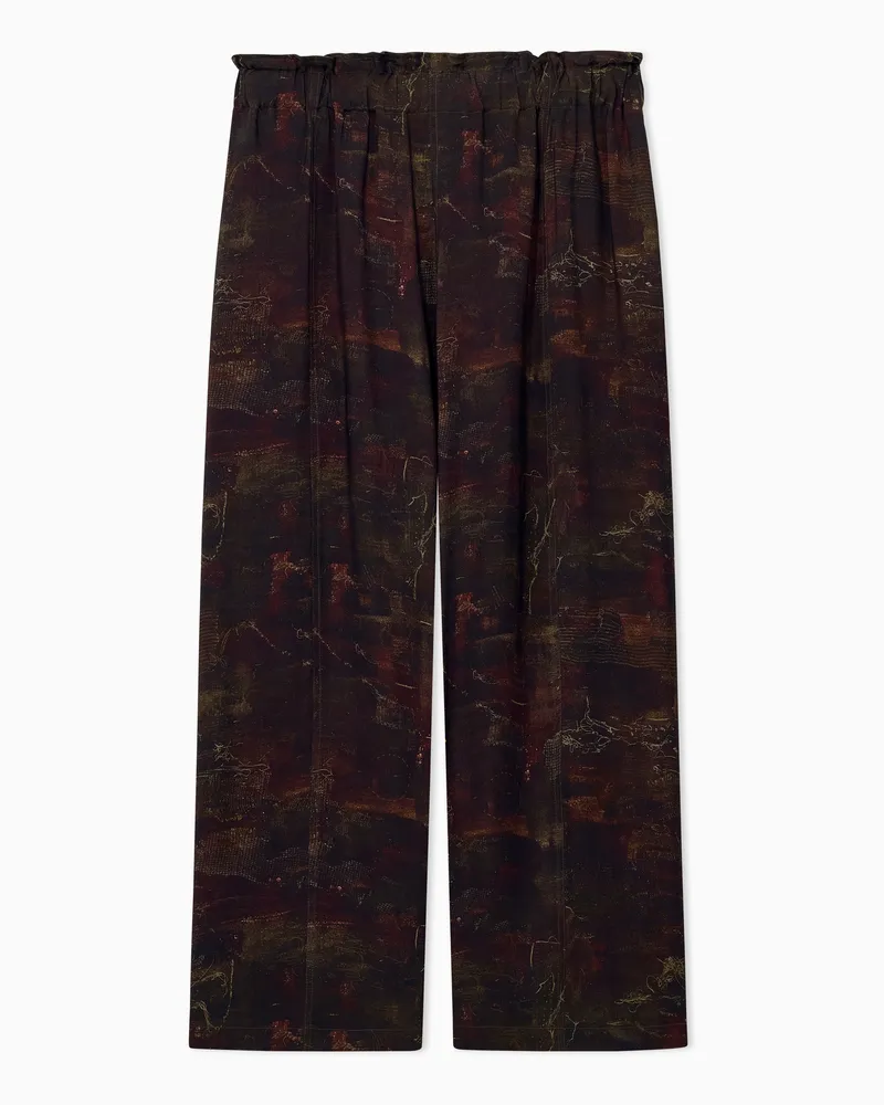 Emporio Armani Hose aus Cupro-Twill mit Allover-Print Braun