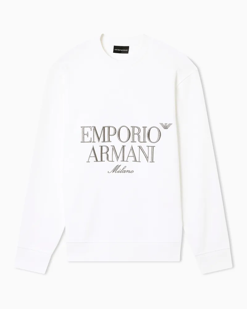 Emporio Armani Sweatshirt aus French-Terry-Jersey mit Logo-Stickerei Weiß