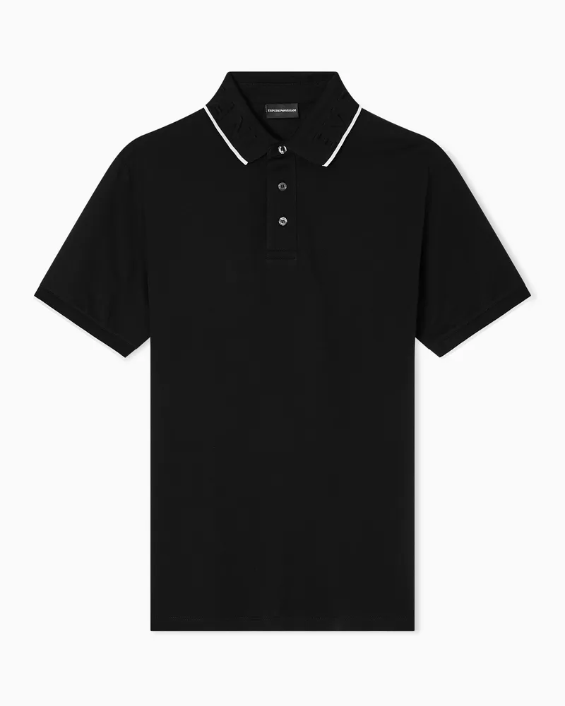 Emporio Armani Poloshirt aus Pikee mit Relief-Logo-Kragen Schwarz
