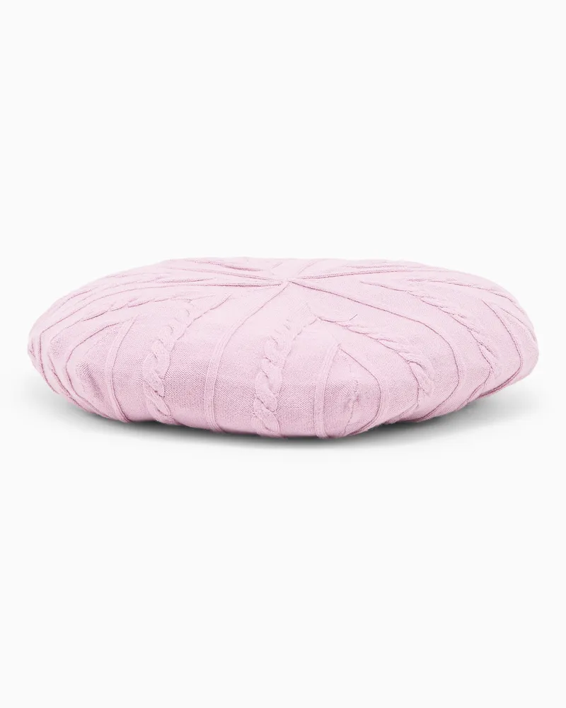 Emporio Armani Baskenmütze aus weichem Viskosestrick mit Flechtmuster Pink