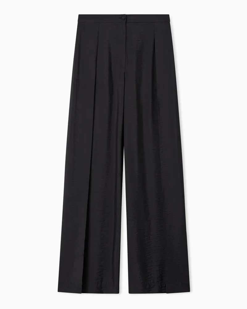 Emporio Armani Wide trousers in techno rayon Marineblau