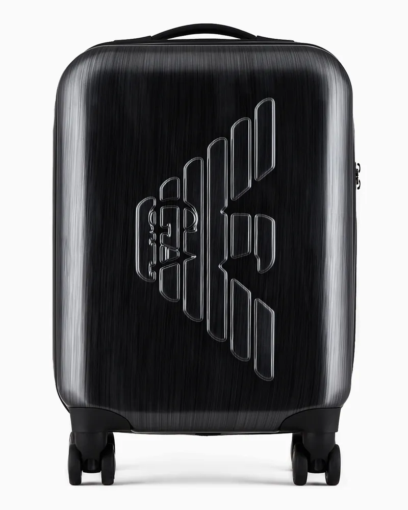 Emporio Armani Trolley aus ABS mit großem Adler in Reliefoptik Grau