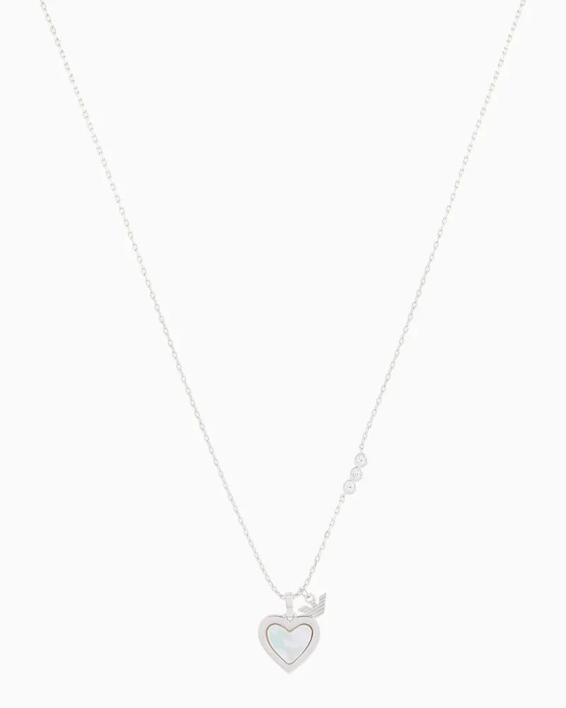 Emporio Armani Set aus Anhänger und Ohrringen aus silberfarbenem Messing Mehrfarbig