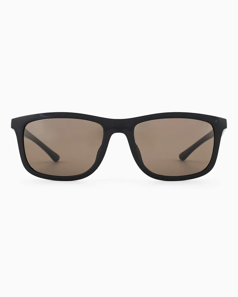 Emporio Armani Herren-Sonnenbrille in eckiger Form Schwarz