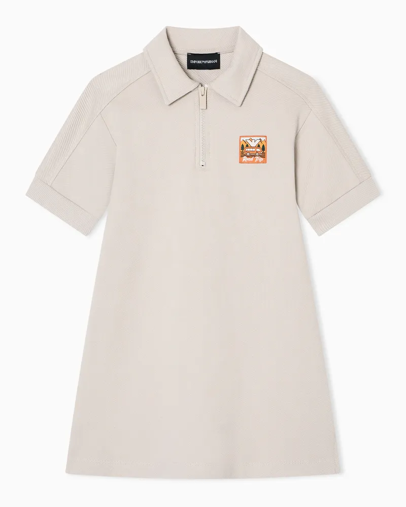 Emporio Armani ASV Kleid mit Manga Bear Crew Patch, gefertigt aus Bio-Jersey-Interlock Beige