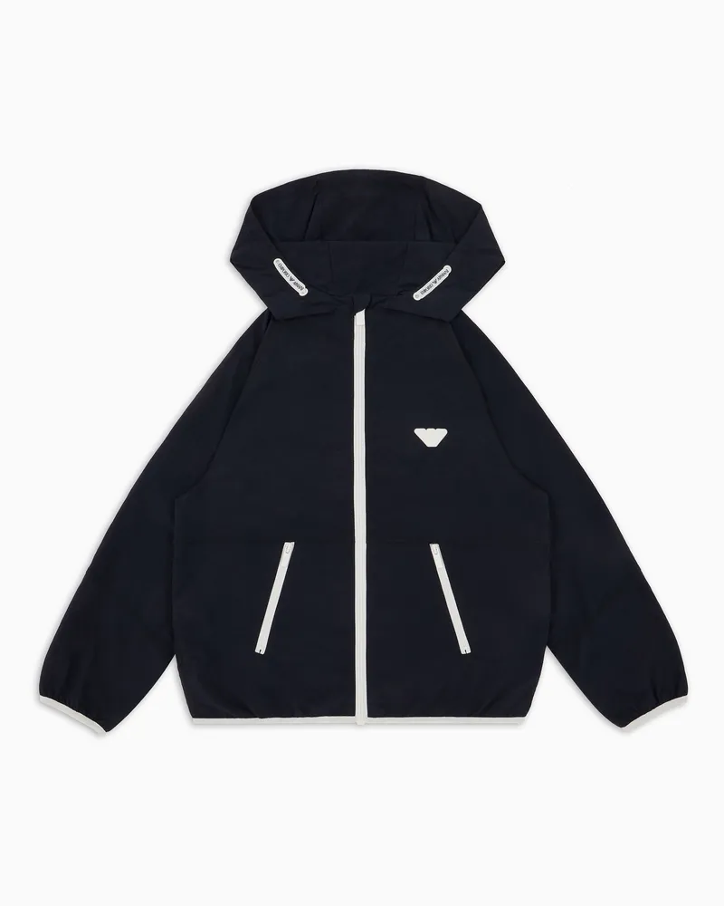 Emporio Armani Blouson aus Nylon mit Kapuze und Logo-Patch Marineblau