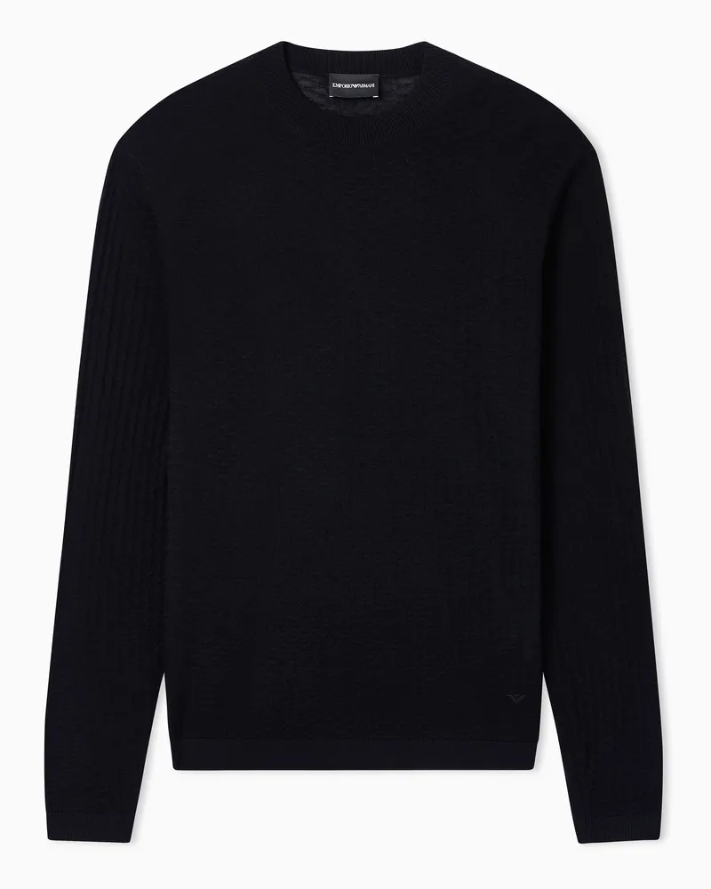 Emporio Armani Pullover aus strukturierter Schurwolle Schwarz
