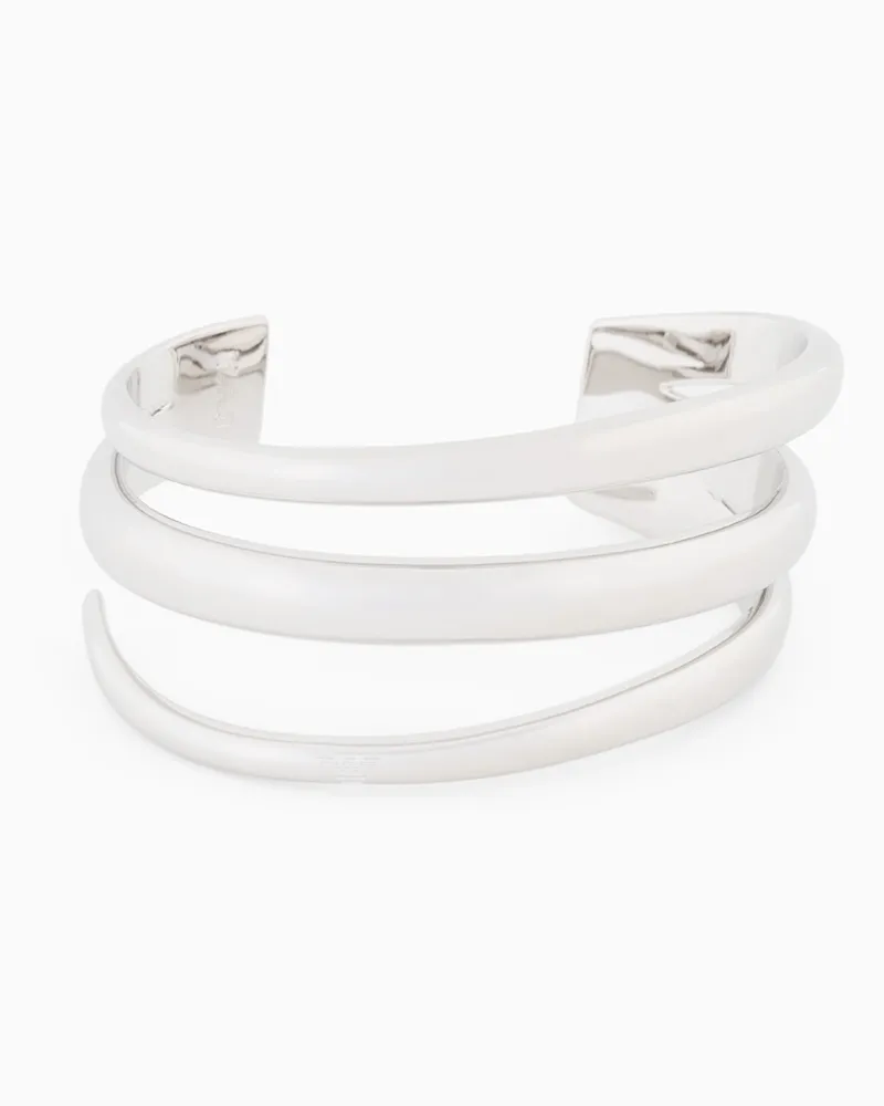 Emporio Armani Manschetten-Armband aus silberfarbenem Messing Mehrfarbig