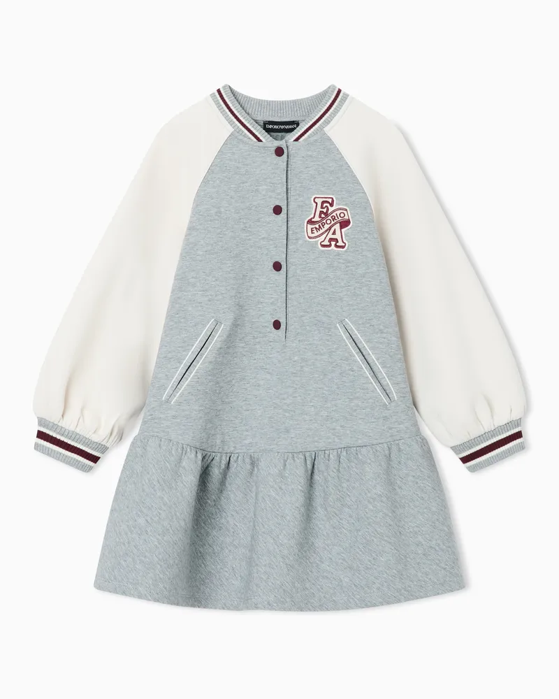 Emporio Armani Kleid im College-Stil aus Baumwolljersey mit Knopfleiste Grau