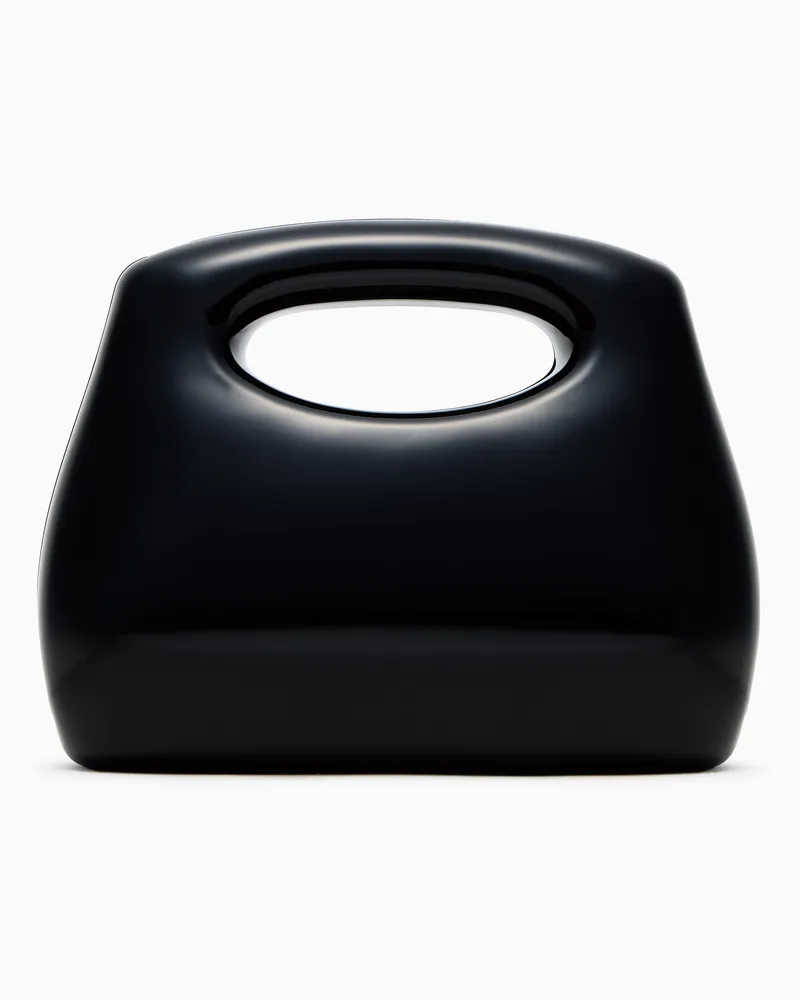 Emporio Armani Clutch zum Umhängen aus glänzendem PVC Schwarz