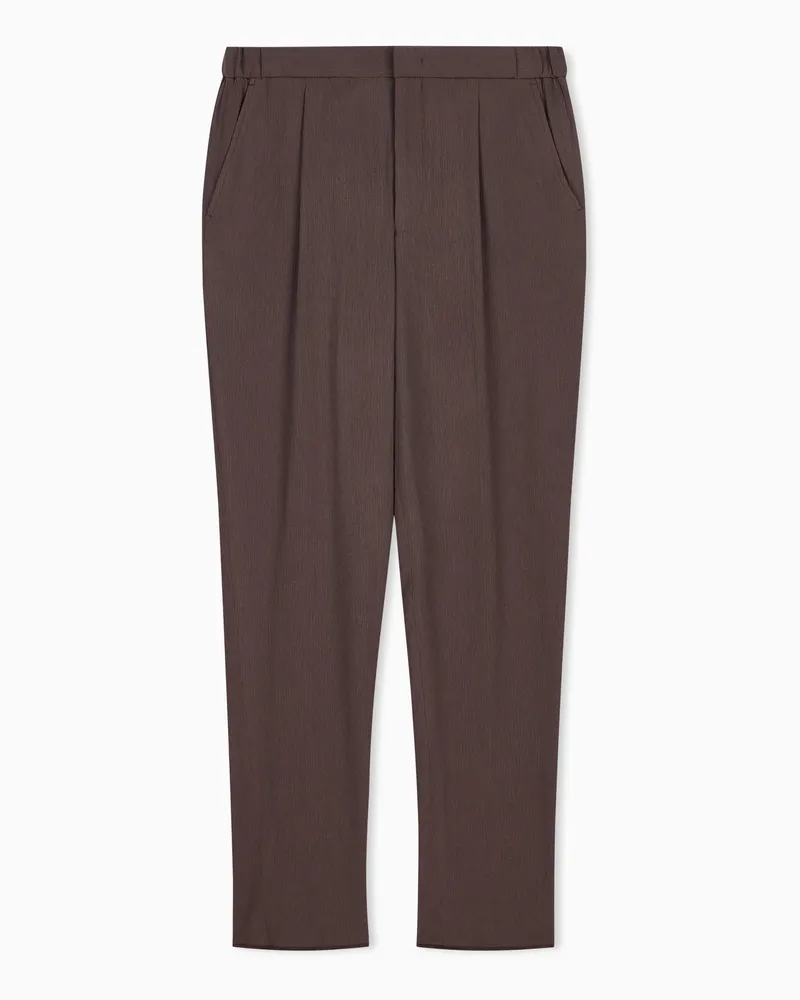 Emporio Armani Hose aus Crêpe-Stoff in 3D-Optik Braun
